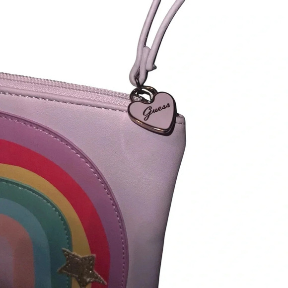 Guess Pink Rainbow And Star Charm Wristlet Bag - Picture 2 of 6